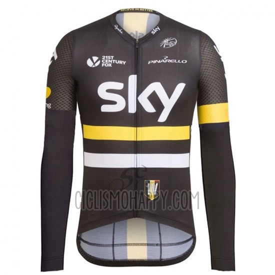 Sky Cycling Jersey Bib Tight 2016 Long Sleeve Yellow